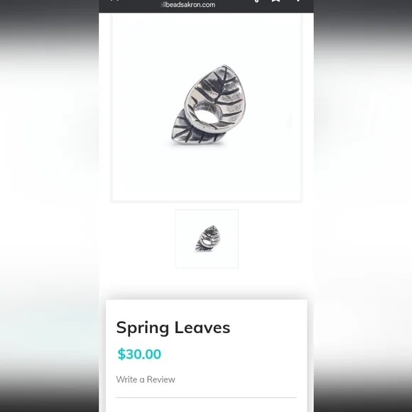 Trollbeads Spring Leaves Spacer Beads(2pc) - Picture 1 of 3